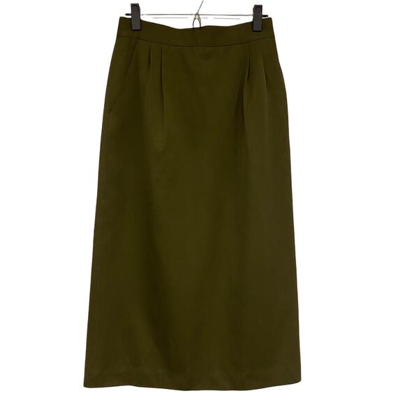 Vintage Evan Davies Womens Size 10 Olive Green High Waist Wool Straight Skirt - Picture 1 of 7